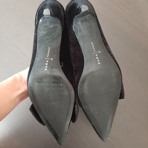 Zara Velvet Kitten Heel Mules with Bow - Picture 6 of 9